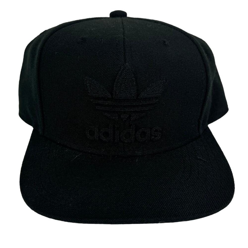 Adidas Big Trefoil Logo Snapback Hat Cap‎ All Black 2016 Snapback
